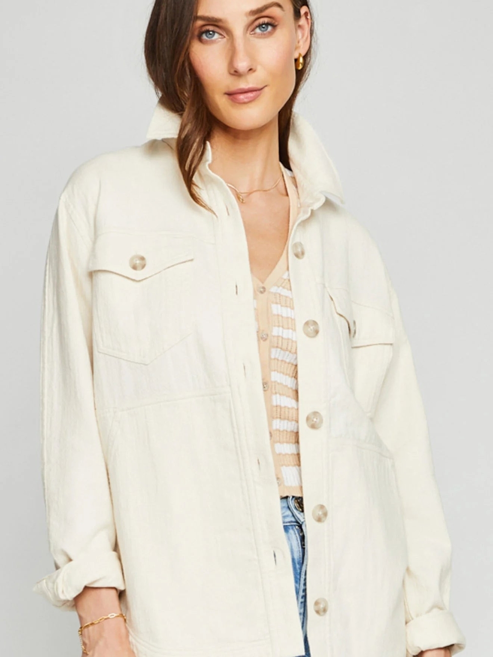 Gentle Fawn (Nicholson) Shacket Cream Oversized Jean Jacket S/Small